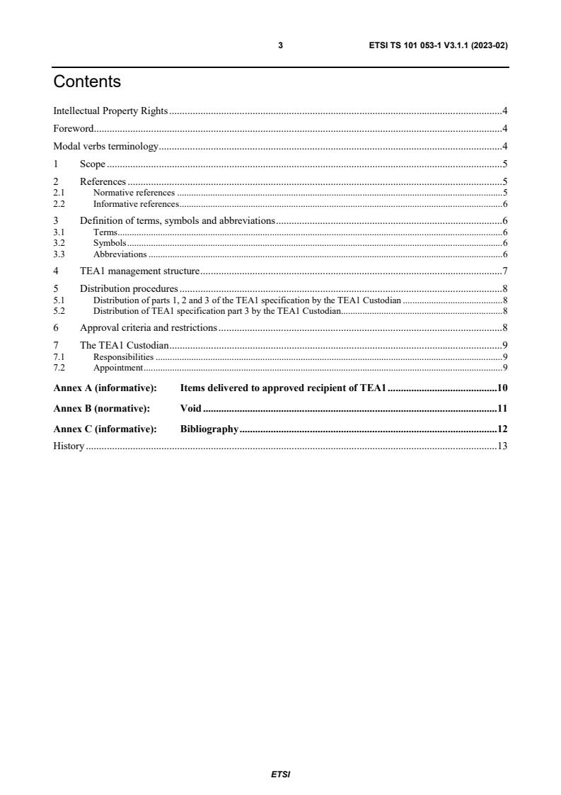 ETSI TS 101 053-1 V3.1.1 (2023-02) - Rules for the management of the TETRA standard encryption algorithms; Part 1: TEA1