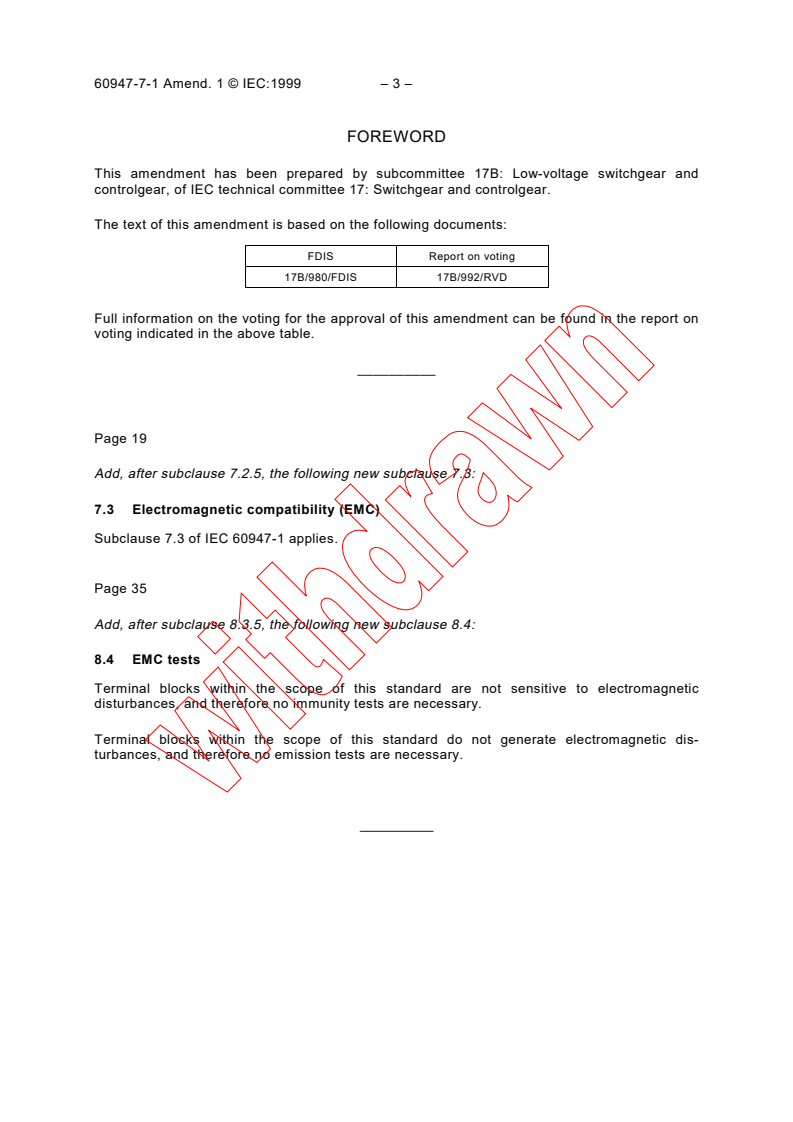 IEC 60947-7-1:1989/AMD1:1999 - Amendment 1 - Low-voltage switchgear and controlgear. Part 7: Ancillary equipment - Section One: Terminal blocks for copper conductors
Released:6/17/1999
Isbn:2831848261