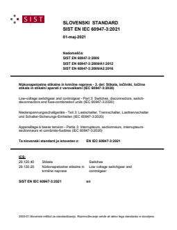 EN IEC 60947-3:2021 - Page 1 preview