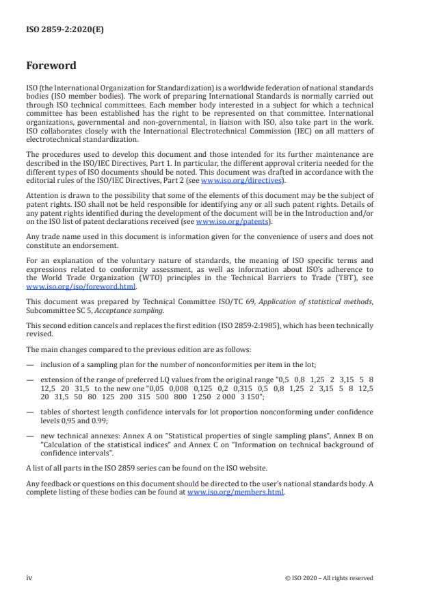 SIST ISO 2859-2:2020 ISO 2859-2:2020 - Sampling procedures for inspection by attributes - Page 4 preview