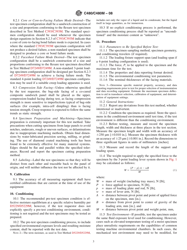 ASTM C480/C480M-08 - Standard Test Method for Flexure Creep of Sandwich Constructions