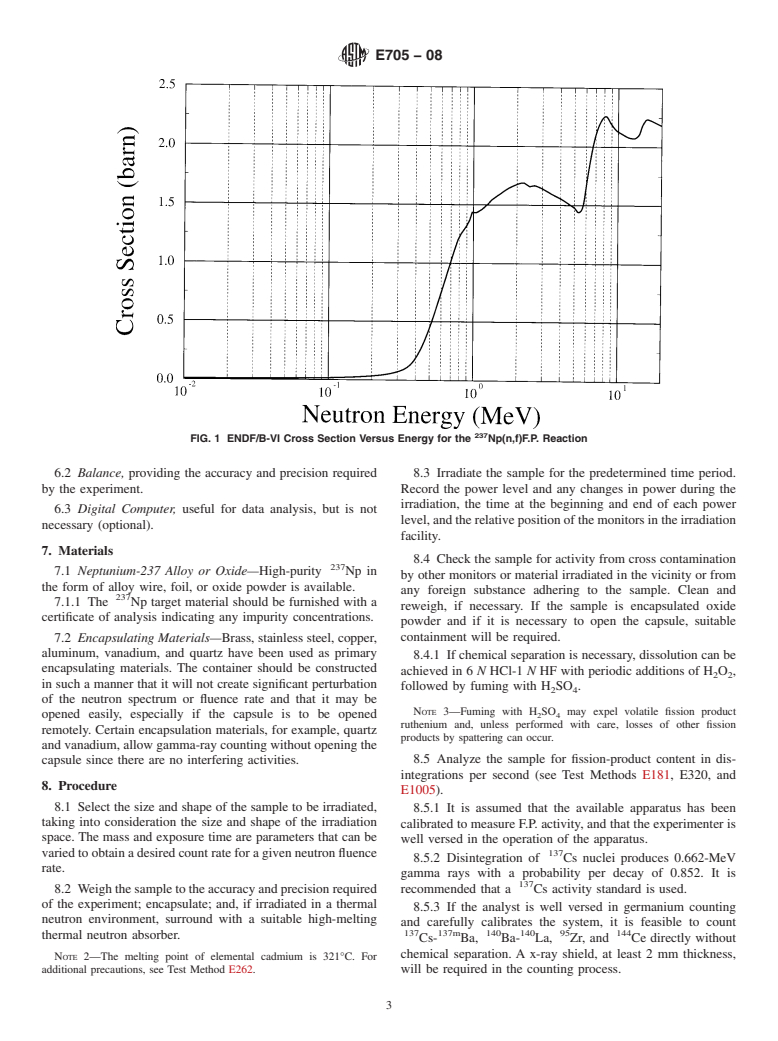 ASTM E705-08 - Standard Test Method for Measuring Reaction Rates by Radioactivation of Neptunium-237