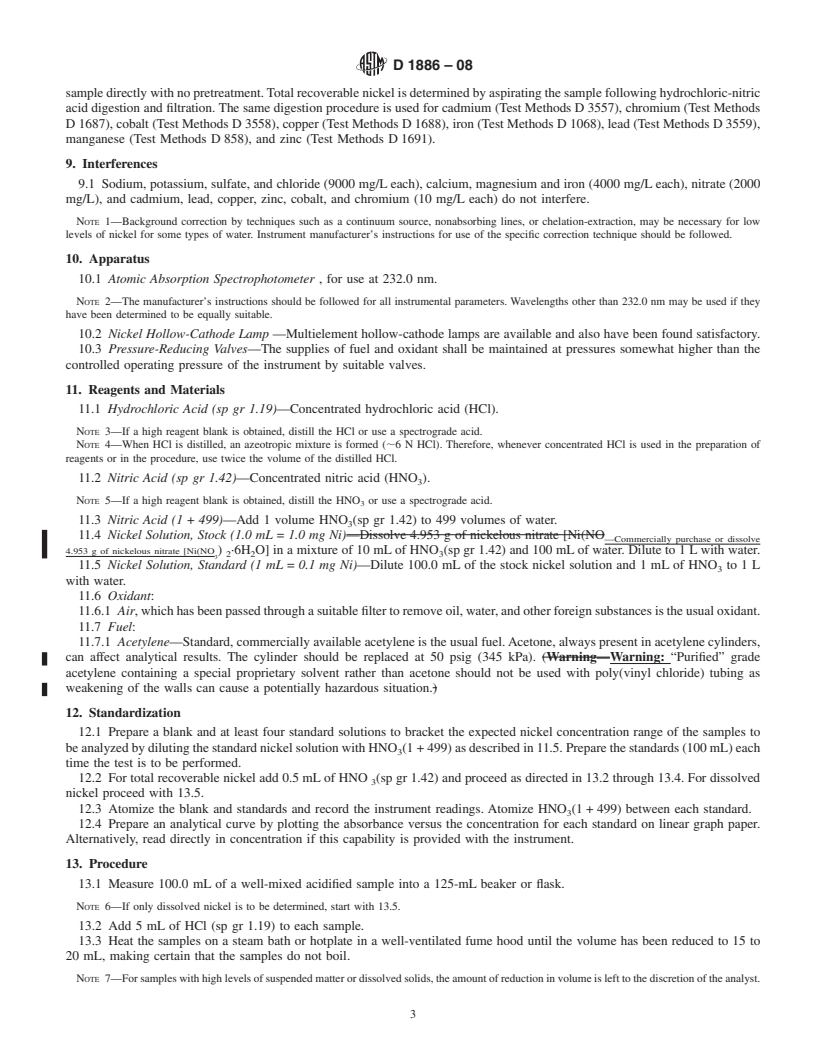 REDLINE ASTM D1886-08 - Standard Test Methods for Nickel in Water