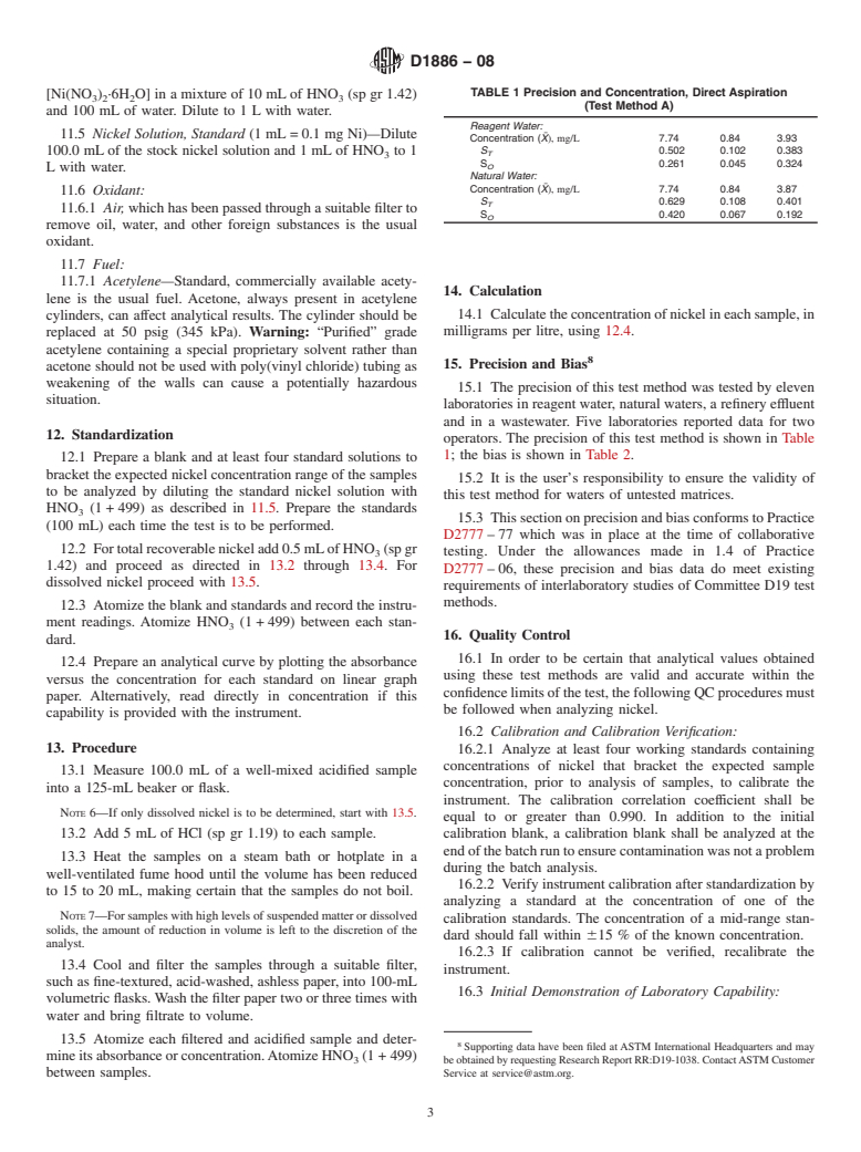 ASTM D1886-08 - Standard Test Methods for Nickel in Water