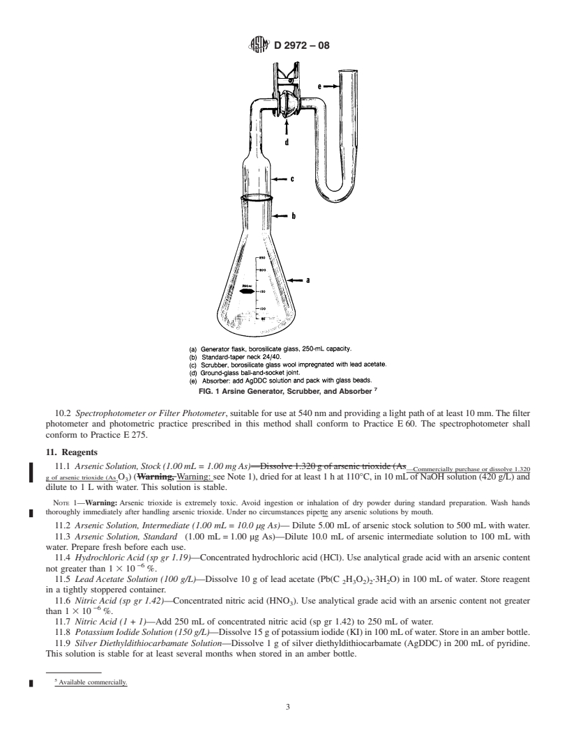 REDLINE ASTM D2972-08 - Standard Test Methods for Arsenic in Water