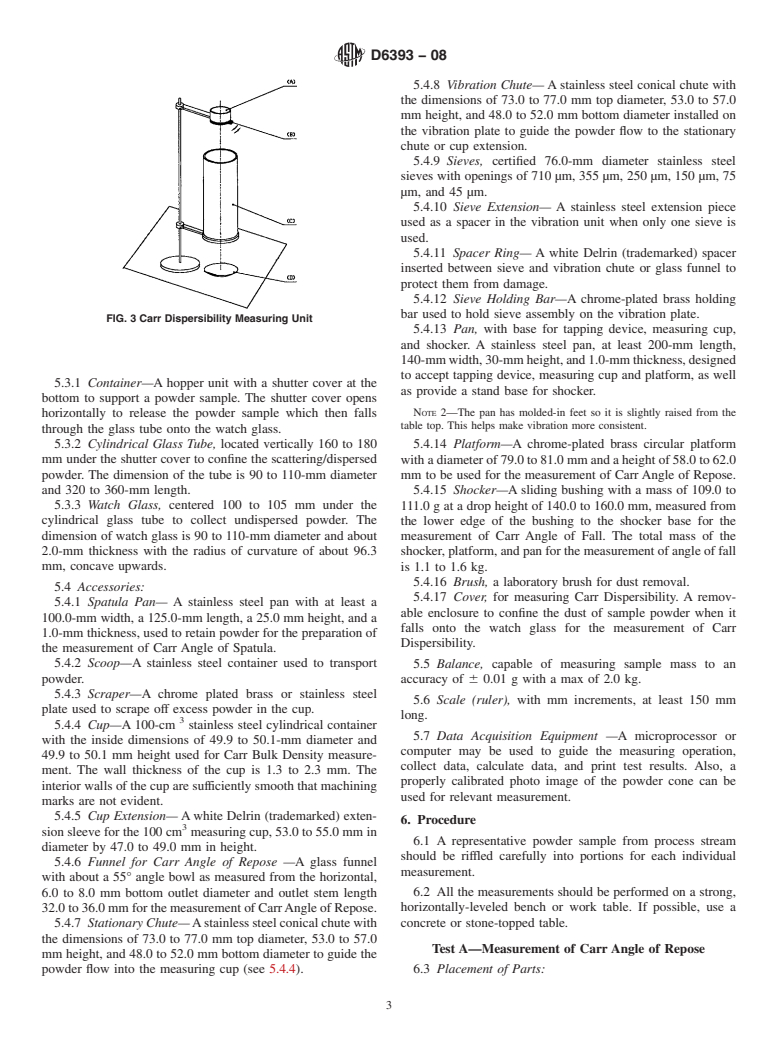 ASTM D6393-08 - Standard Test Method for Bulk Solids Characterization by Carr Indices