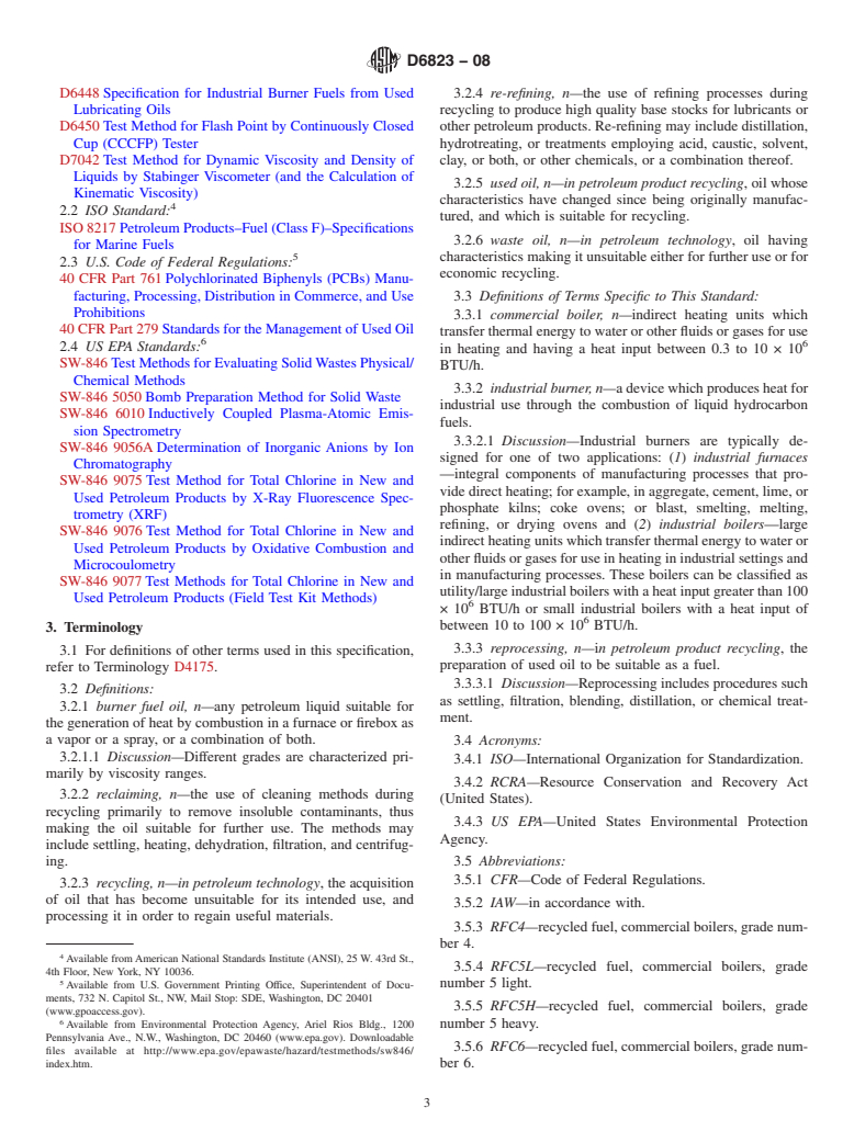 ASTM D6823-08 - Standard Specification for Commercial Boiler Fuels With Used Lubricating Oils