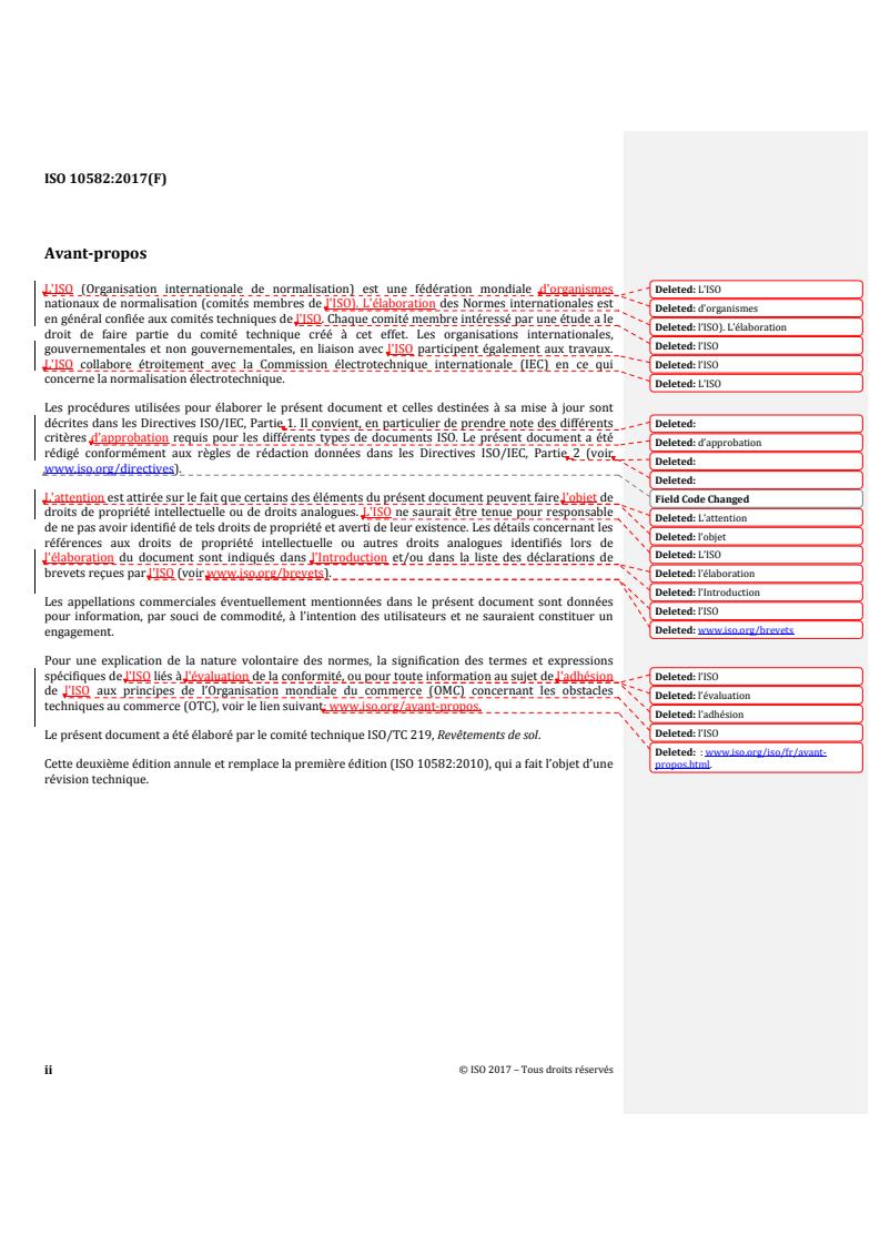 ISO 10582:2017 REDLINE ISO 10582:2017 - Resilient floor coverings — Heterogeneous poly(vinyl chloride) floor covering — Specifications
Released:5/4/2018 - Page 2 preview