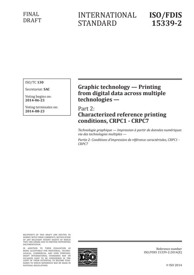 ISO/FDIS 15339-2 - Graphic technology -- Printing from digital data across multiple technologies