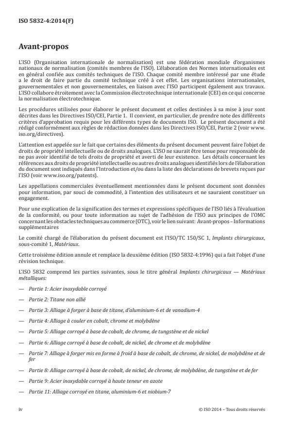ISO 5832-4:2014 ISO 5832-4:2014 - Implants chirurgicaux -- Produits a base de métaux - Page 4 preview