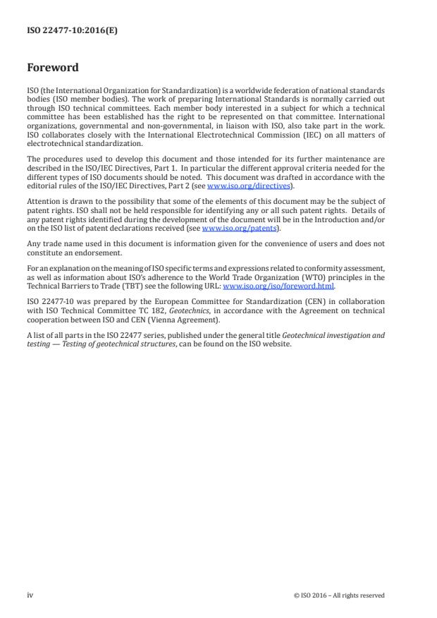 ISO 22477-10:2016 ISO 22477-10:2016 - Geotechnical investigation and testing -- Testing of geotechnical structures - Page 4 preview