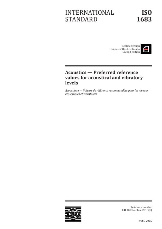 REDLINE ISO 1683:2015 - Acoustics -- Preferred reference values for acoustical and vibratory levels