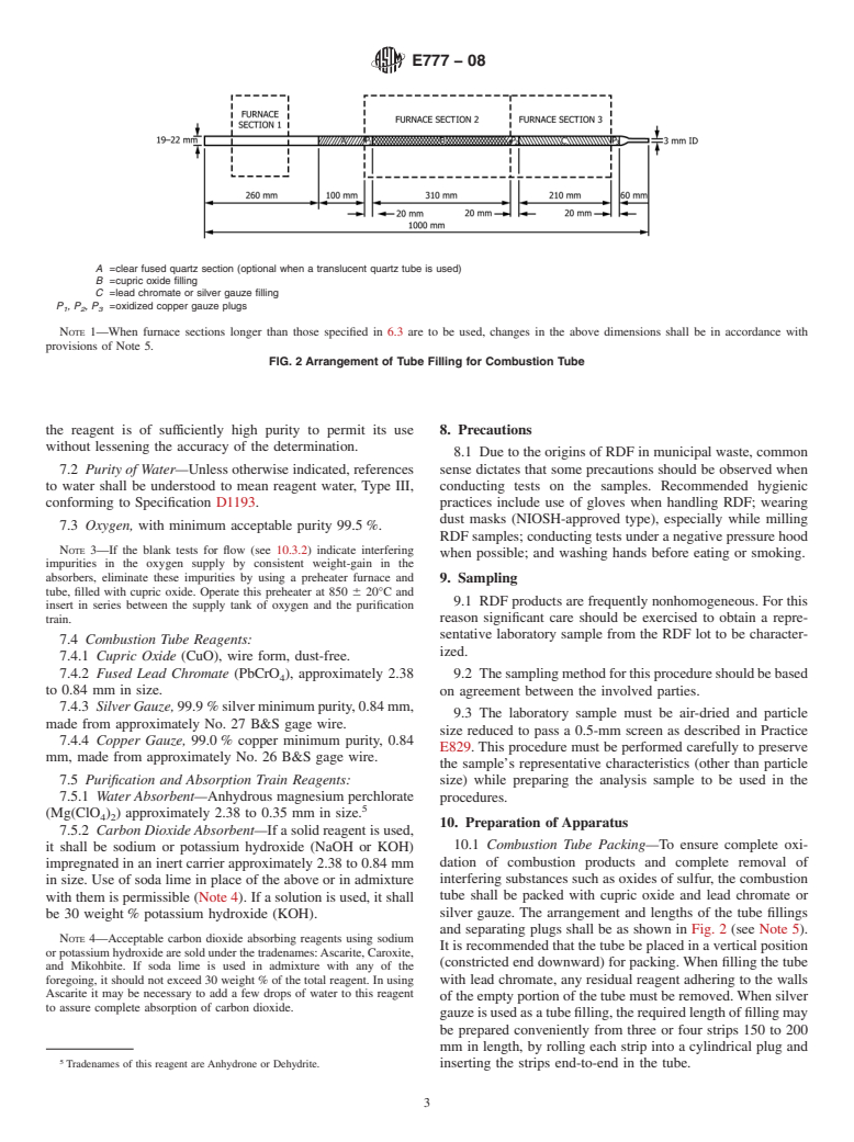 ASTM E777-08 - Standard Test Method for  Carbon and Hydrogen in the Analysis Sample of Refuse-Derived Fuel (Withdrawn 2017)