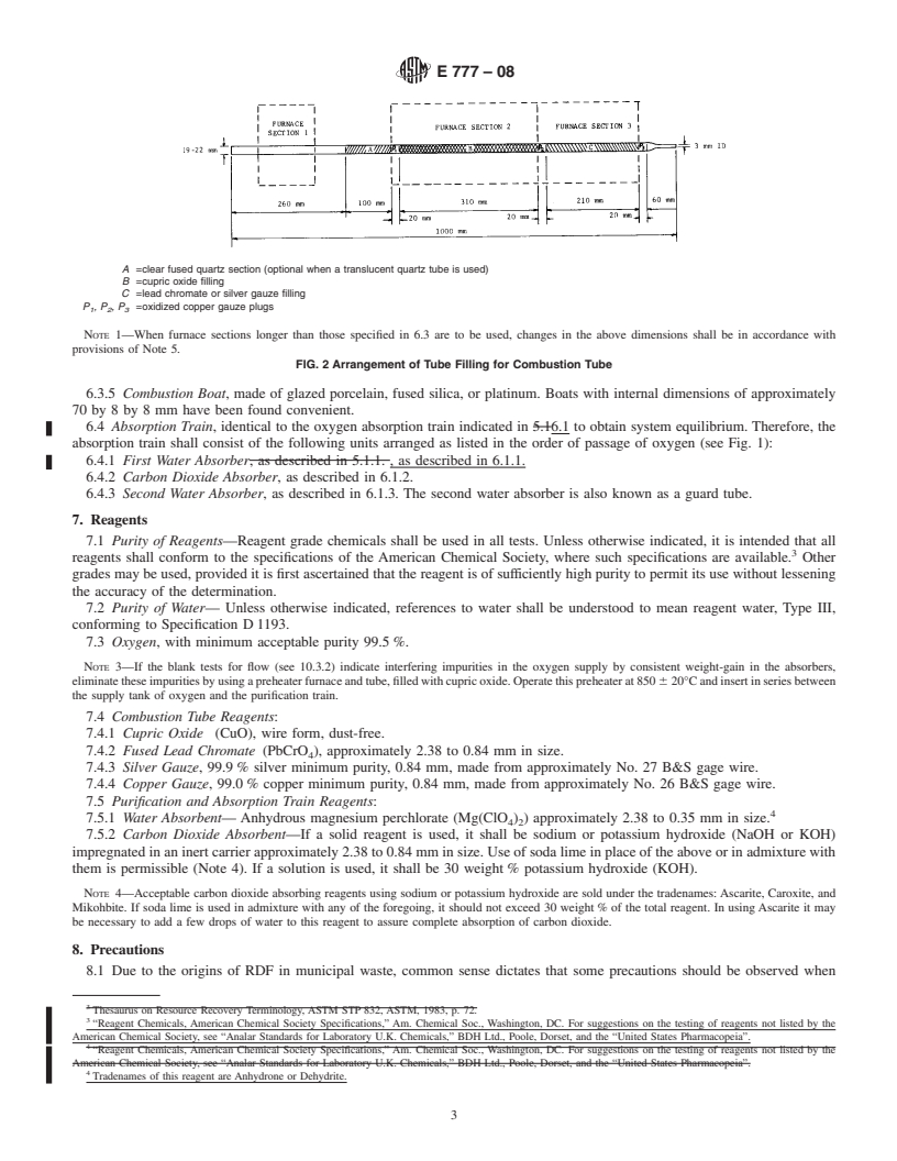 REDLINE ASTM E777-08 - Standard Test Method for  Carbon and Hydrogen in the Analysis Sample of Refuse-Derived Fuel (Withdrawn 2017)