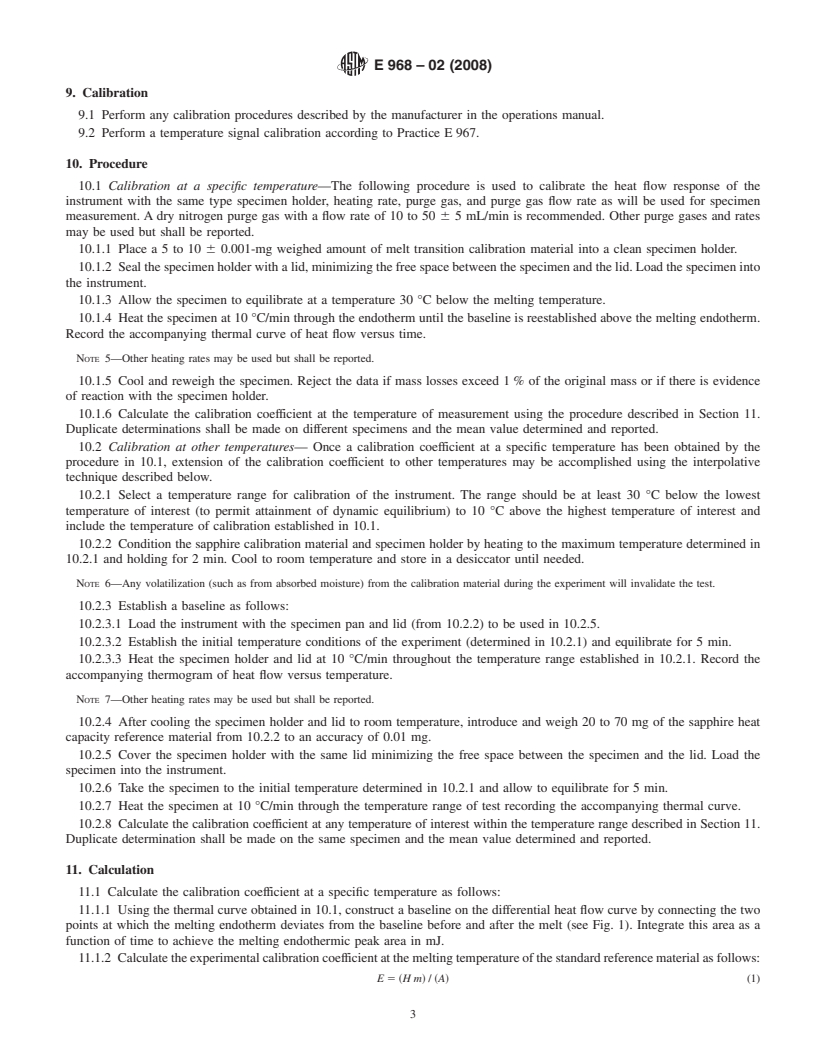 REDLINE ASTM E968-02(2008) - Standard Practice for  Heat Flow Calibration of Differential Scanning Calorimeters