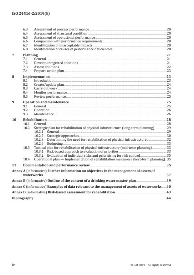 ISO 24516-2:2019 ISO 24516-2:2019 - Guidelines for the management of assets of water supply and wastewater systems - Page 4 preview