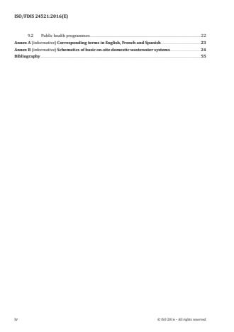 ISO 24521:2016 ISO 24521:2016 - Activities relating to drinking water and wastewater services -- Guidelines for the management of basic on-site domestic wastewater services - Page 4 preview