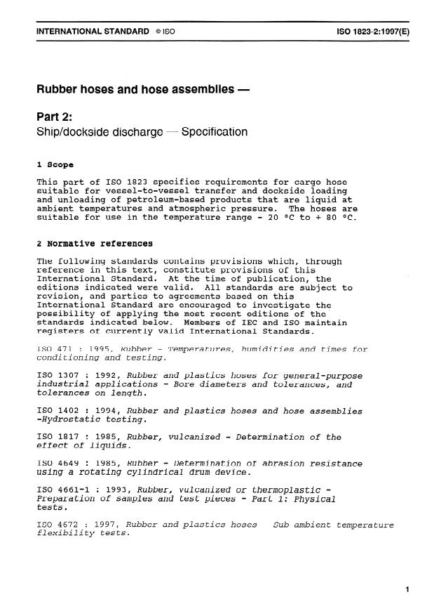 ISO 1823-2:1997 - Rubber hoses and hose assemblies