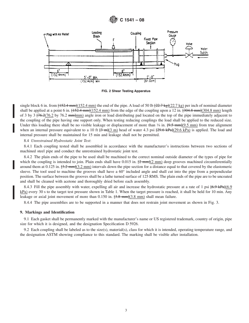 REDLINE ASTM C1541-08 - Standard Specification for Shielded Transition Couplings Using Flexible Poly Vinyl Chloride (PVC) Gaskets to Connect Dissimilar DWV Pipe and Fittings