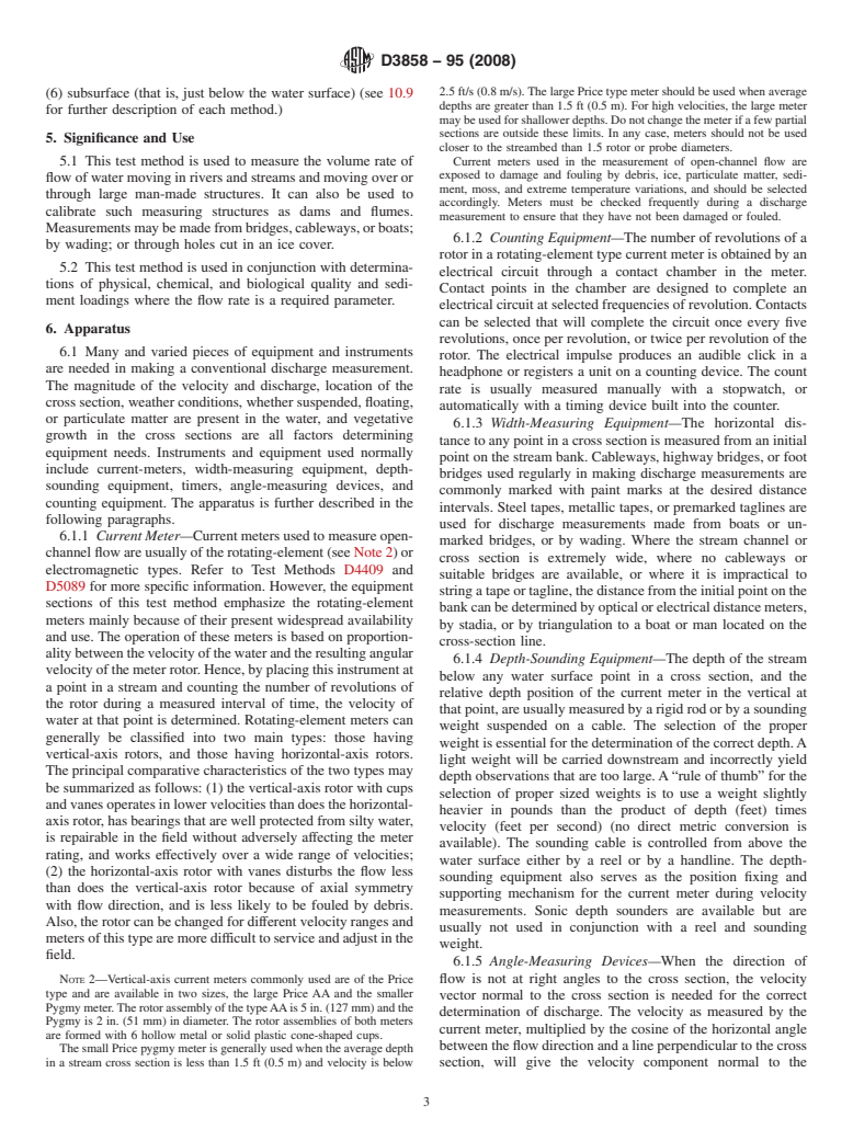 ASTM D3858-95(2008) - Standard Test Method for Open-Channel Flow Measurement of Water by Velocity-Area Method