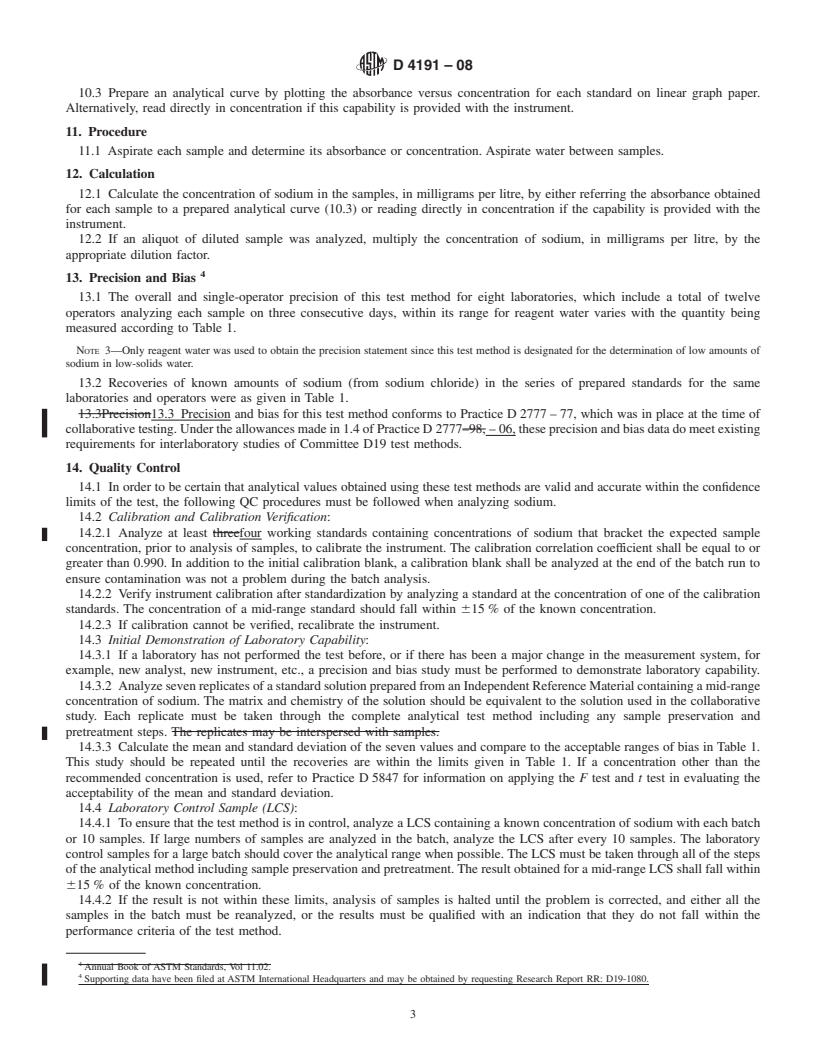 REDLINE ASTM D4191-08 - Standard Test Method for  Sodium in Water by Atomic Absorption Spectrophotometry