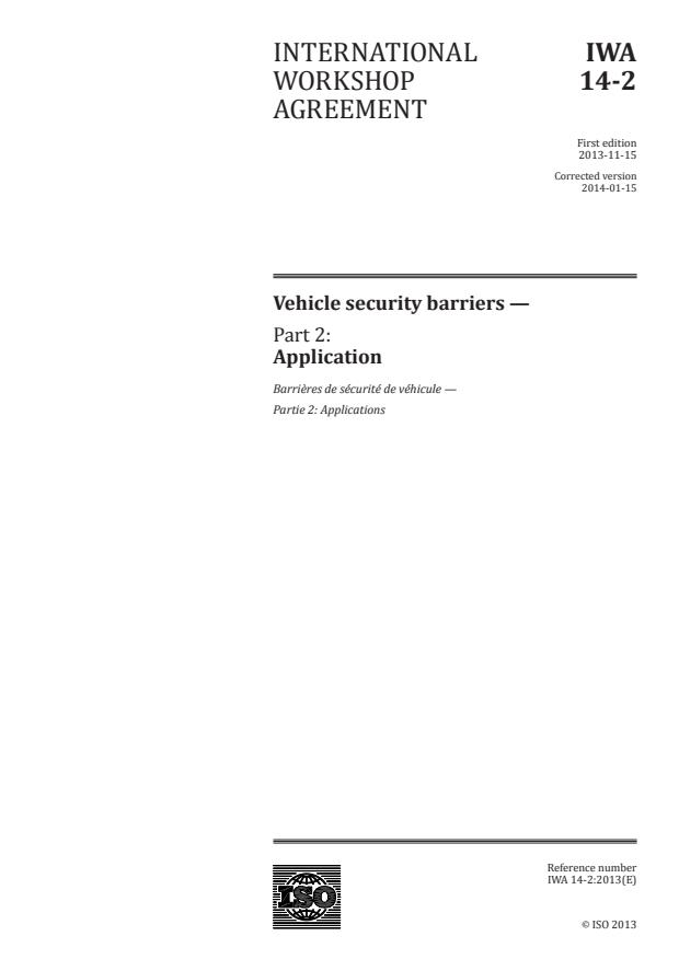 IWA 14-2:2013 - Vehicle security barriers