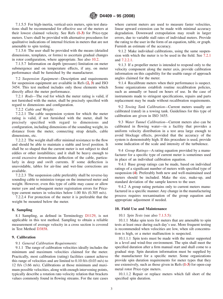 ASTM D4409-95(2008) - Standard Test Method for Velocity Measurements of Water in Open Channels with Rotating Element Current Meters