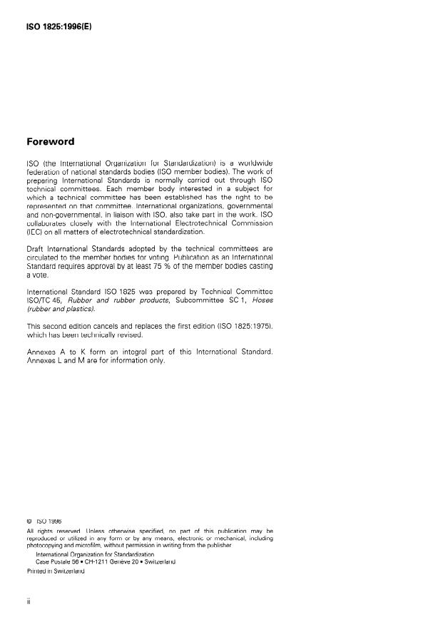 ISO 1825:1996 ISO 1825:1996 - Rubber hoses and hose assemblies for aircraft ground fuelling and defuelling -- Specification - Page 2 preview