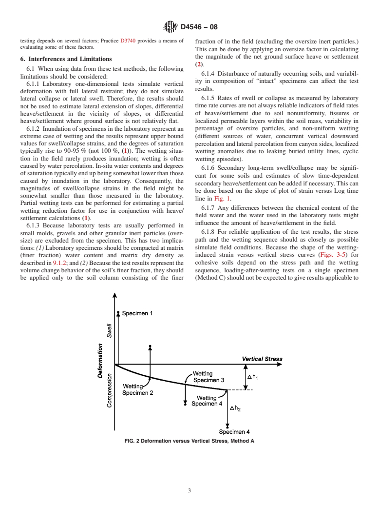 ASTM D4546-08 - Standard Test Methods for One-Dimensional Swell or Collapse of Cohesive Soils