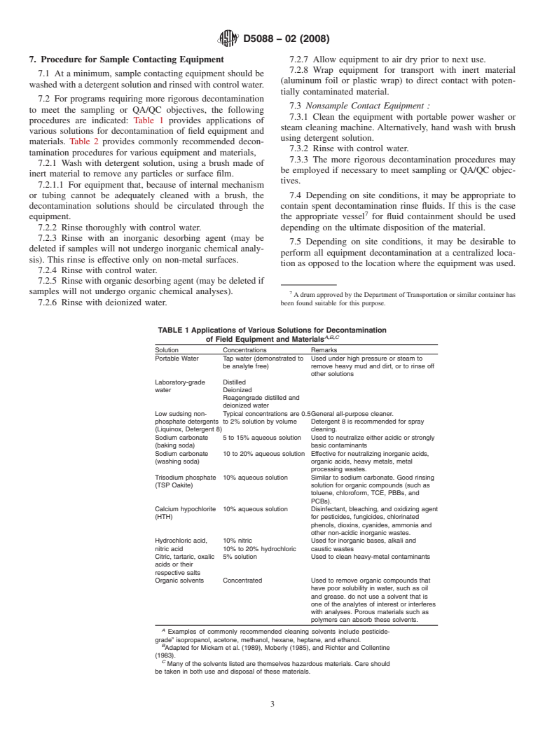 ASTM D5088-02(2008) - Standard Practice for Decontamination of Field Equipment Used at Waste Sites