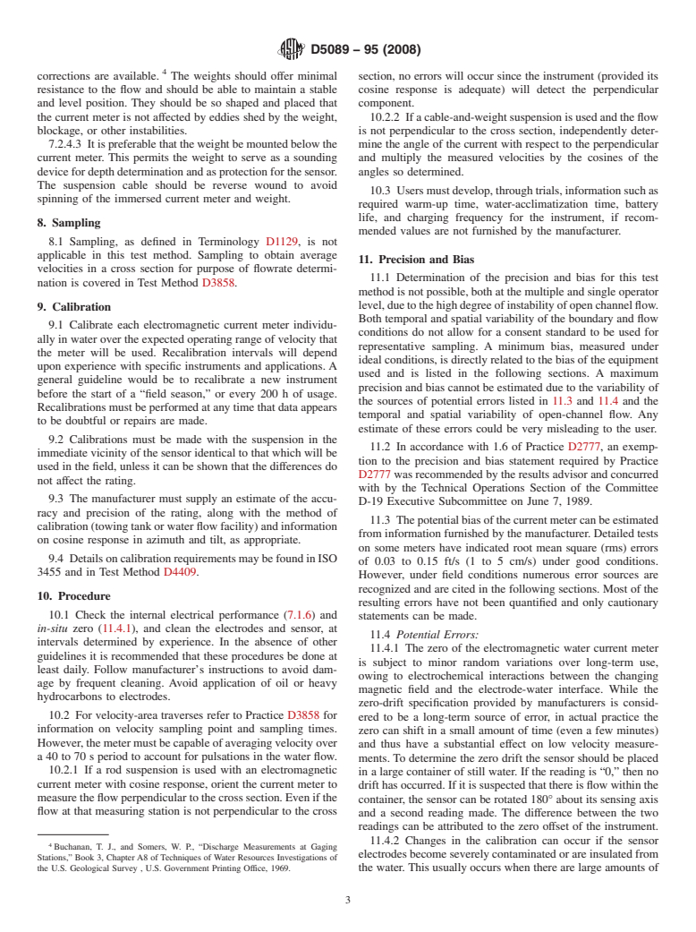 ASTM D5089-95(2008) - Standard Test Method for Velocity Measurements of Water in Open Channels with Electromagnetic Current Meters