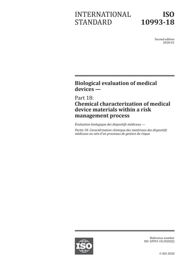 ISO 10993-18:2020 - Biological evaluation of medical devices