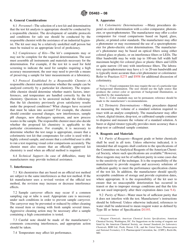 ASTM D5463-08 - Standard Guide for Use of Test Kits to Measure Inorganic Constituents in Water