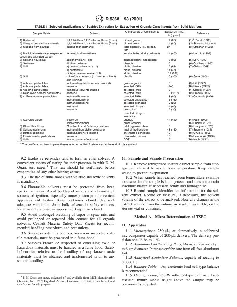 ASTM D5368-93(2001) - Standard Test Methods for Gravimetric Determination of Total Solvent Extractable Content (TSEC) of Solid Waste Samples