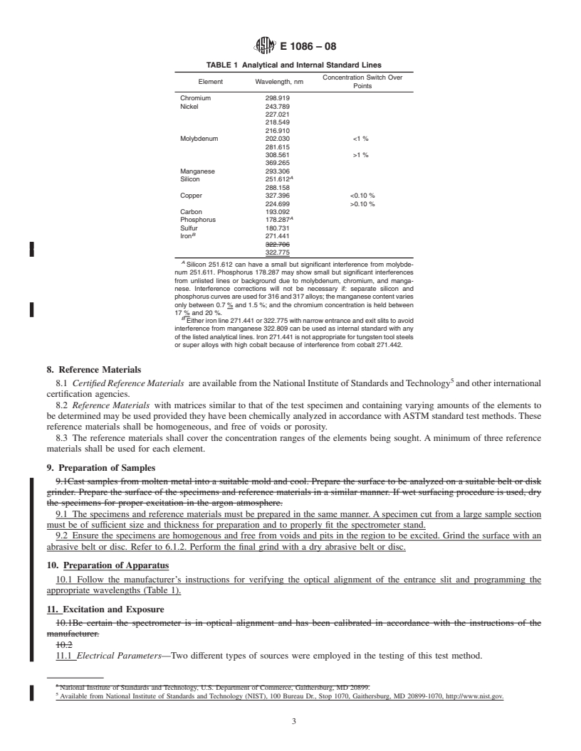 REDLINE ASTM E1086-08 - Standard Test Method for Optical Emission Vacuum Spectrometric Analysis of Stainless Steel by the Point-to-Plane Excitation Technique