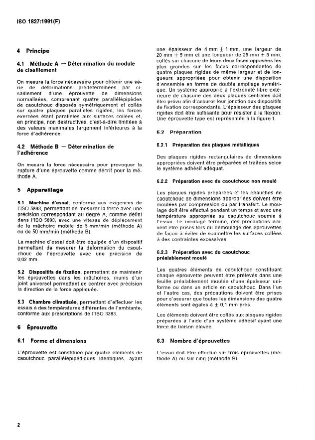 ISO 1827:1991 ISO 1827:1991 - Caoutchouc vulcanisé ou thermoplastique -- Détermination du module ou de l'adhérence a des plaques rigides -- Méthode du quadruple cisaillement - Page 4 preview