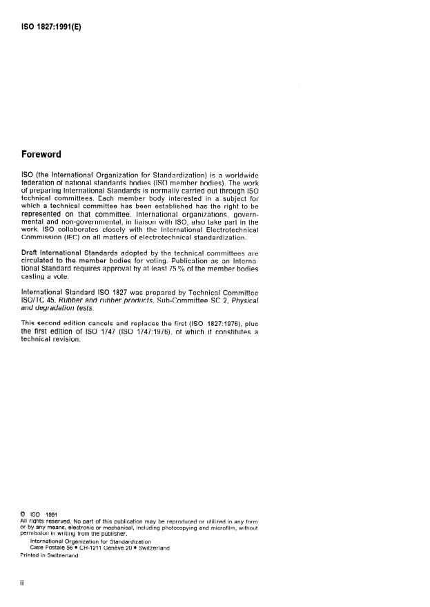 ISO 1827:1991 ISO 1827:1991 - Rubber, vulcanized or thermoplastic -- Determination of modulus in shear or adhesion to rigid plates -- Quadruple shear method - Page 2 preview