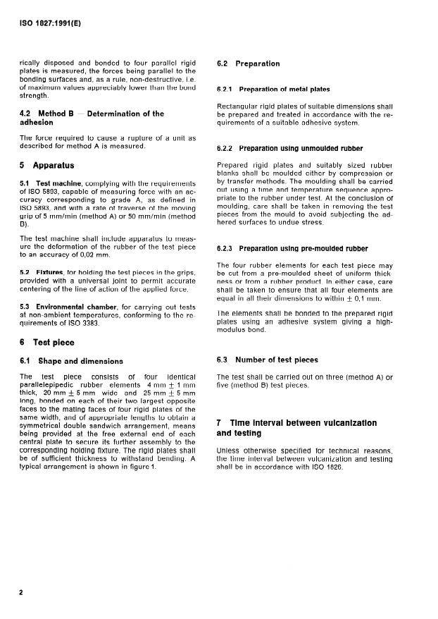 ISO 1827:1991 ISO 1827:1991 - Rubber, vulcanized or thermoplastic -- Determination of modulus in shear or adhesion to rigid plates -- Quadruple shear method - Page 4 preview