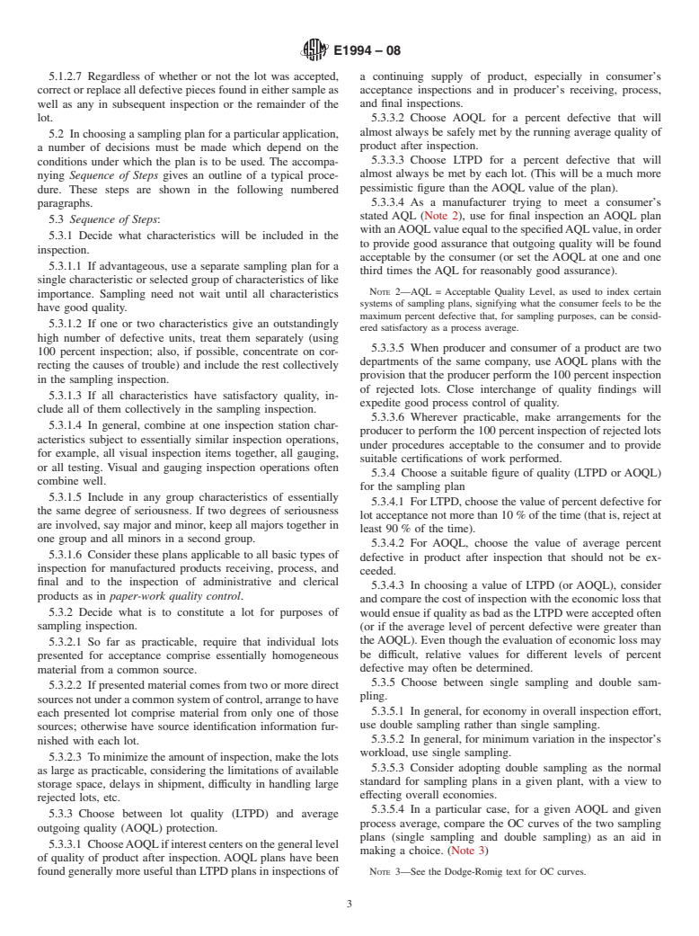 ASTM E1994-08 - Standard Practice for Use of Process Oriented AOQL and LTPD Sampling Plans