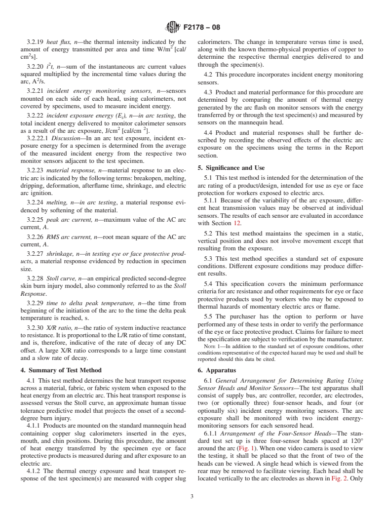 ASTM F2178-08 - Standard Test Method for Determining the Arc Rating and Standard Specification for Face Protective Products