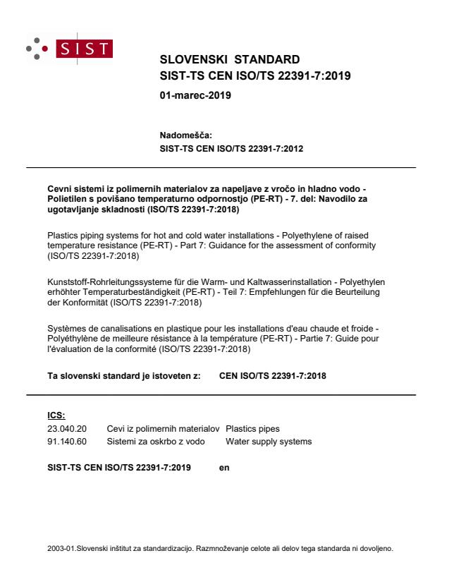 TS CEN ISO/TS 22391-7:2019 - BARVE