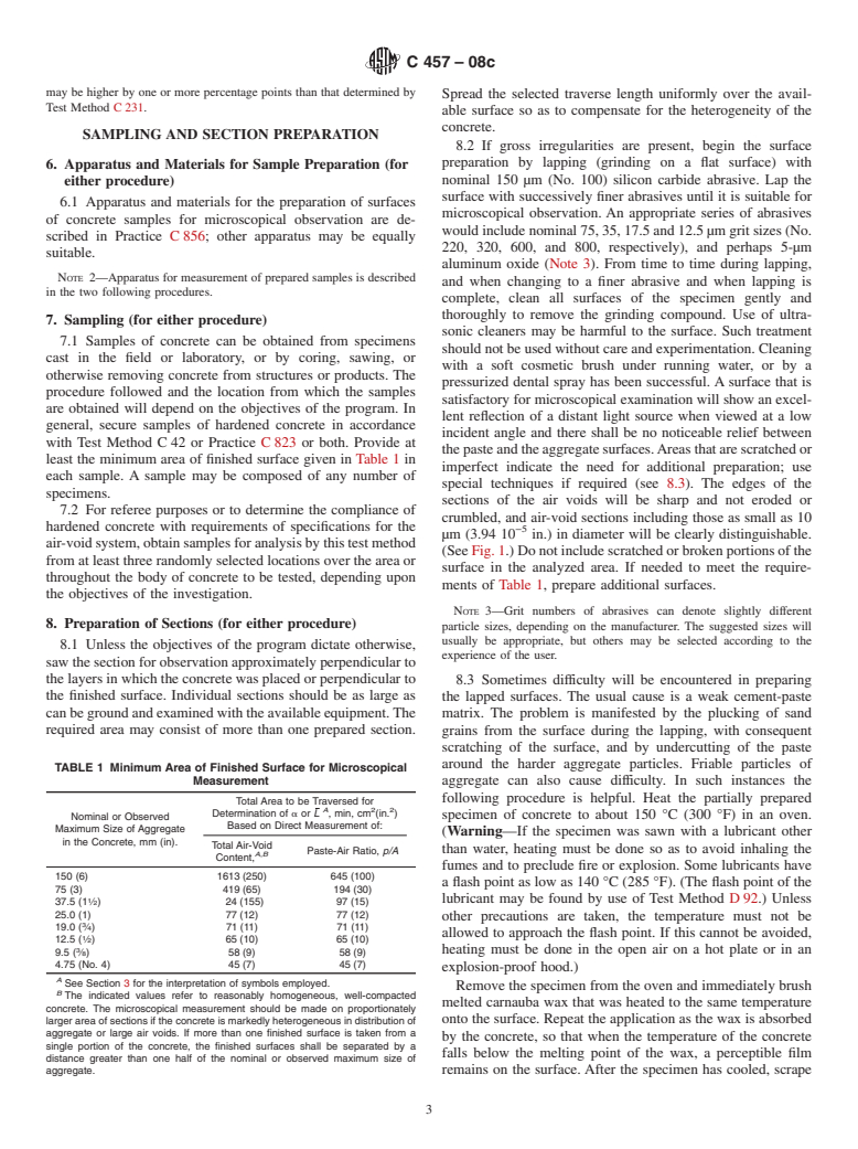 ASTM C457-08c - Standard Test Method for Microscopical Determination of Parameters of the Air-Void System in Hardened Concrete