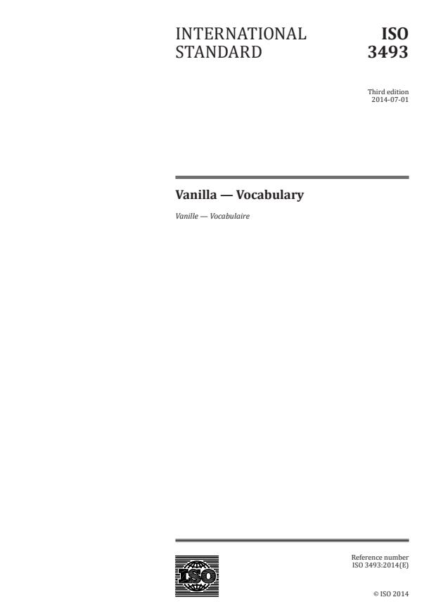 ISO 3493:2014 - Vanilla --  Vocabulary
