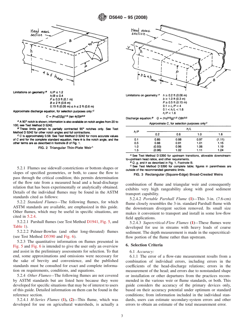 ASTM D5640-95(2008) - Standard Guide for Selection of Weirs and Flumes for Open-Channel Flow Measurement of Water