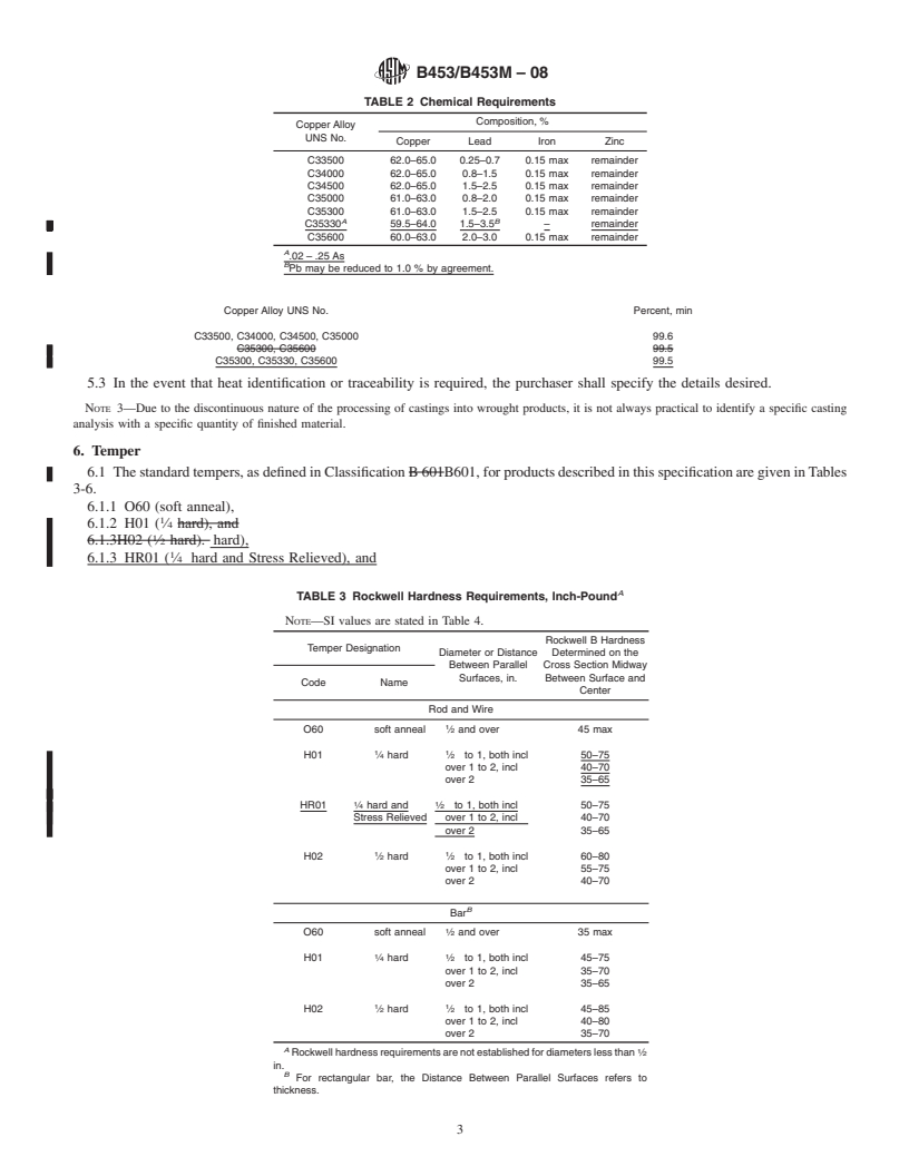 REDLINE ASTM B453/B453M-08 - Standard Specification for Copper-Zinc-Lead Alloy (Leaded-Brass) Rod, Bar, and Shapes