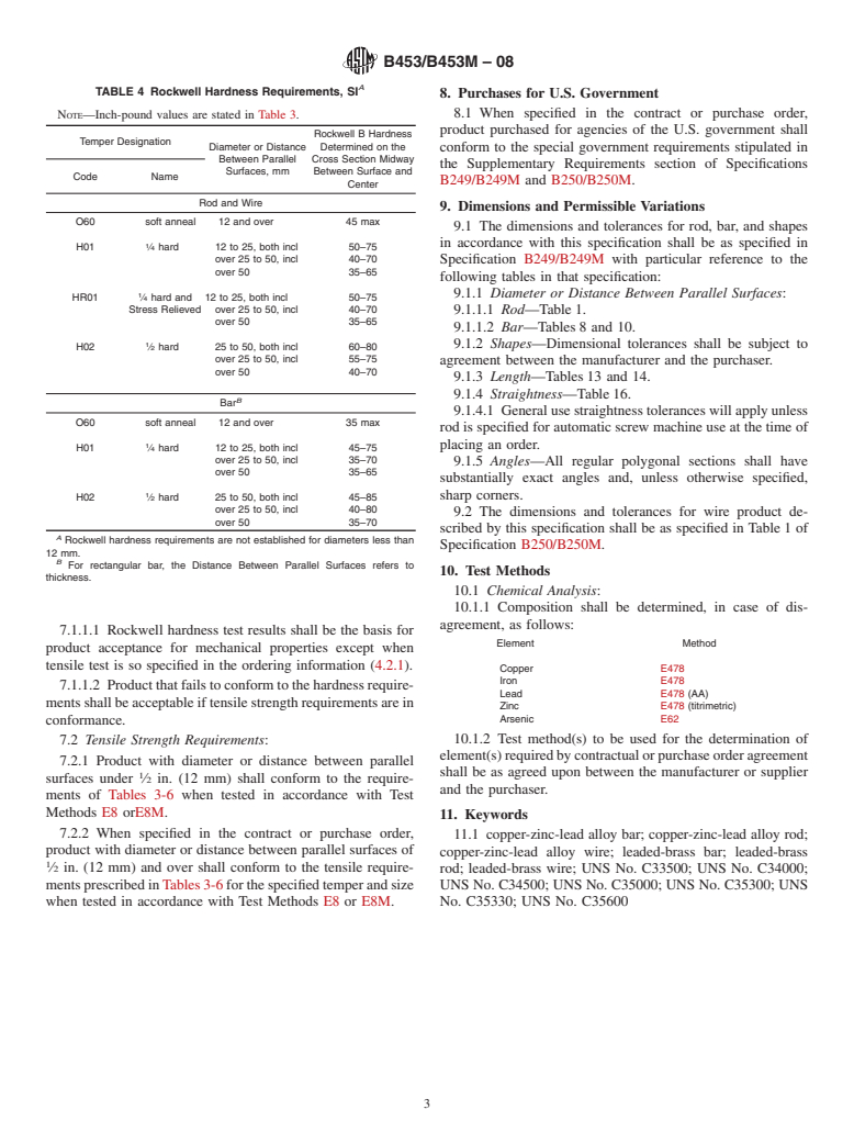 ASTM B453/B453M-08 - Standard Specification for Copper-Zinc-Lead Alloy (Leaded-Brass) Rod, Bar, and Shapes