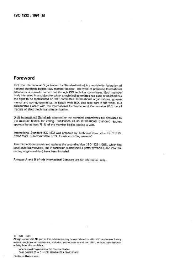 ISO 1832:1991 ISO 1832:1991 - Indexable inserts for cutting tools -- Designation - Page 2 preview