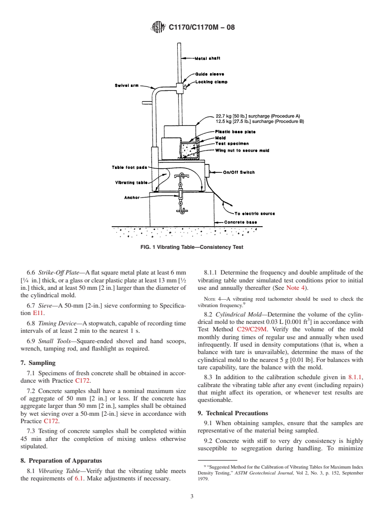 ASTM C1170/C1170M-08 - Standard Test Method for Determining Consistency and Density of Roller-Compacted Concrete Using a Vibrating Table