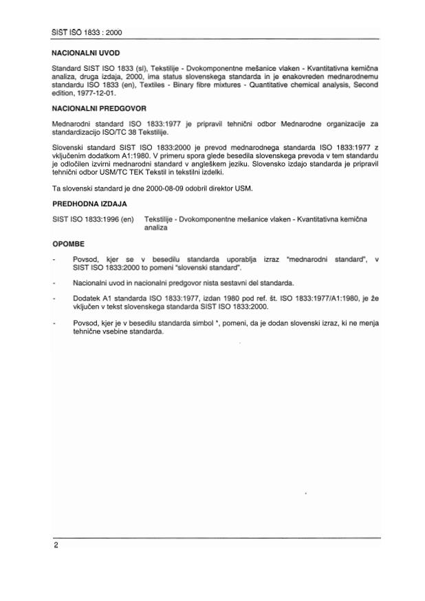 ISO 1833:1977 ISO 1833:2000 - vključuje ISO 1833:1977/Amd 1:1980 - Page 2 preview