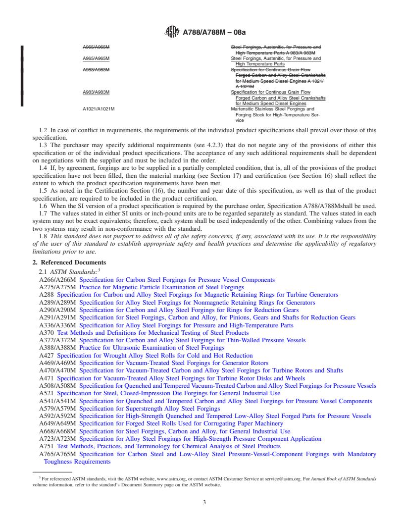 REDLINE ASTM A788/A788M-08a - Standard Specification for  Steel Forgings, General Requirements